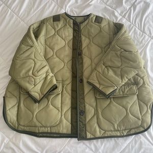 The Frankie Shop Teddy Quilted Jacket Moss Green